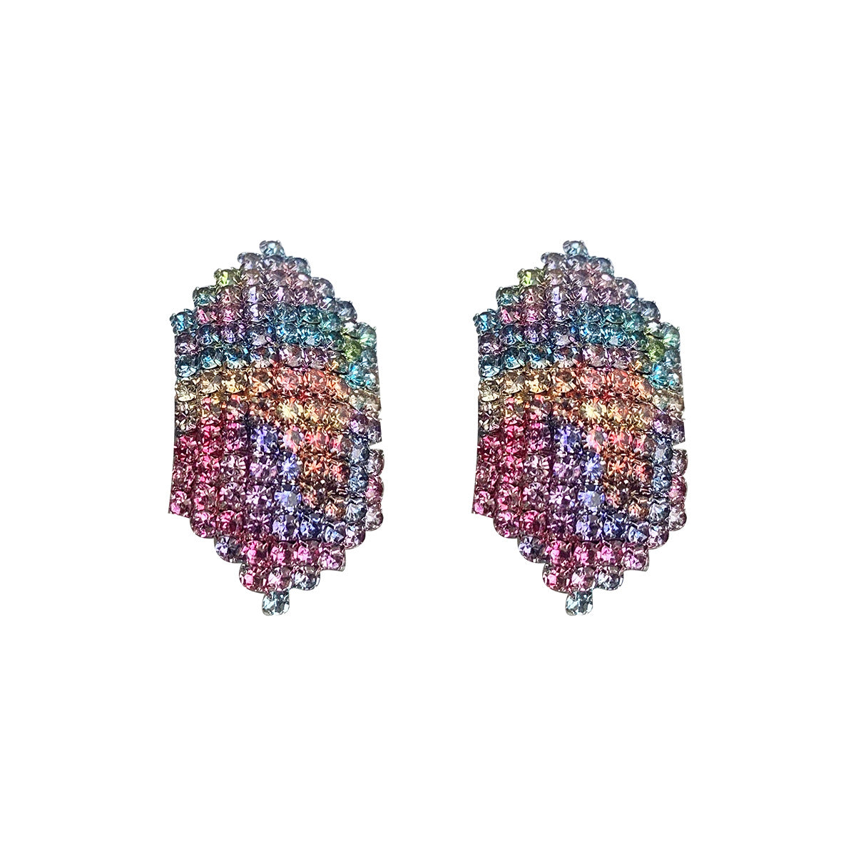 Wholesale Colorful Water Diamond Long Claw Chain Tassel Alloy Earrings